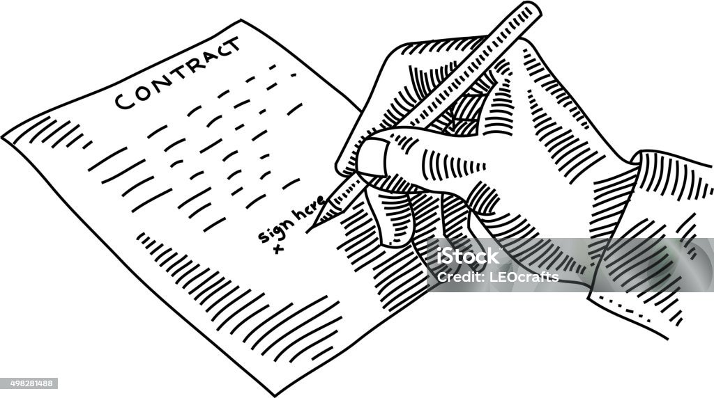 Contract Drawing Examples Signing Contract Drawing Stock Illustration - Download Image Now ...