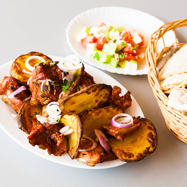 fried meat and potatoes