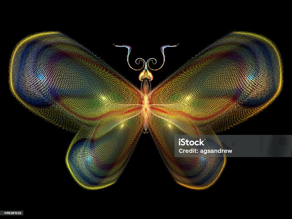 Digital Butterfly Never Were Butterflies series. Background design of isolated butterfly patterns on the subject of science, imagination, creativity and design Abstract Stock Photo