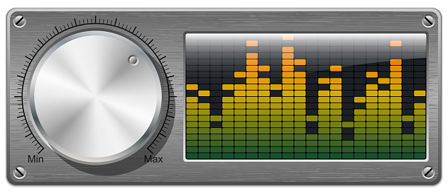 Volume knob with digital equalizer. Vector illustration on white background