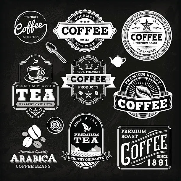 Vector illustration of Chalkboard Coffee Label Set