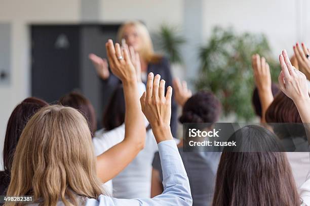 Seminar For Women Stock Photo - Download Image Now - Auction, Development, Hand Raised
