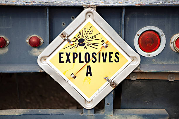 Explosives Truck Sign stock photo