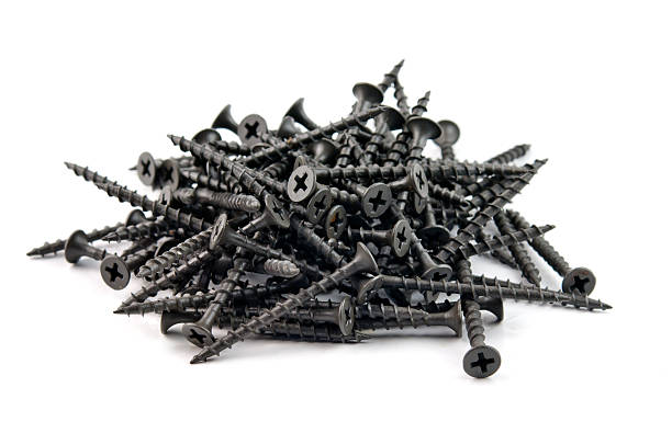 drywall screws Black drywall screws isolated on white bolt fastener photos stock pictures, royalty-free photos & images