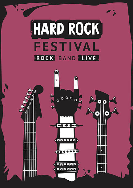 ilustraciones, imágenes clip art, dibujos animados e iconos de stock de hard rock festival - riff