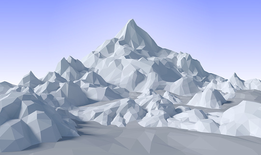 3D render illustration - lowpoly abstract landscape