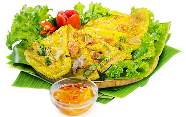 "Banh xeo" Vietnamese fried pancake stock photo