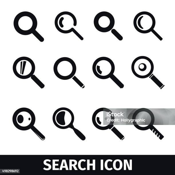 Magnifier Search Icon Set Stock Illustration - Download Image Now - Icon Symbol, Searching, Discovery