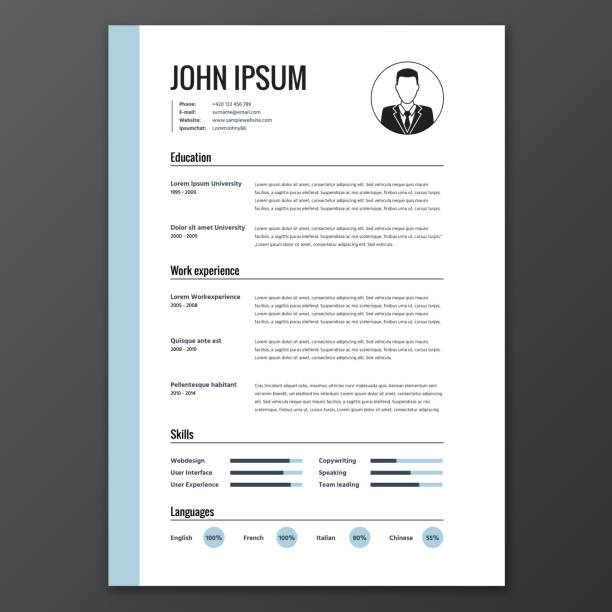 CV, resume template CV, resume template, vector graphic layout modern resume template stock illustrations