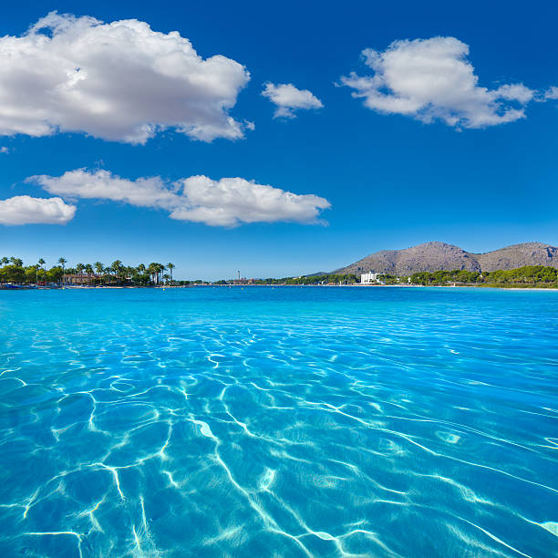 Platja de Alcudia beach in Mallorca Majorca at Balearic islands of Spain