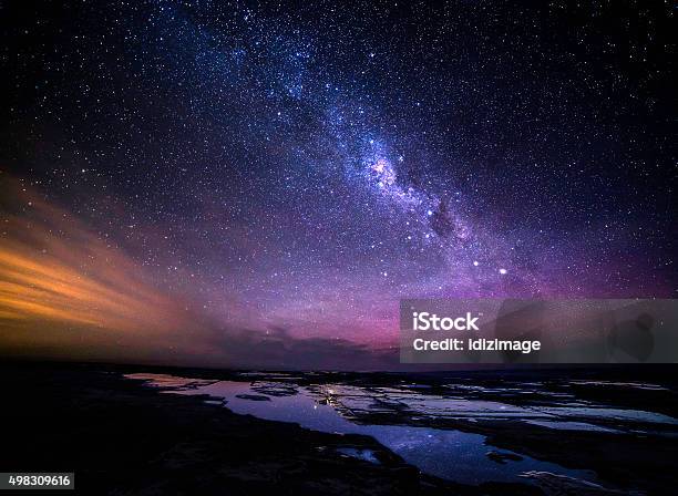 Gran Mar Carretera La Vía Láctea En La Noche Vista Foto de stock y más banco de imágenes de Cielo
