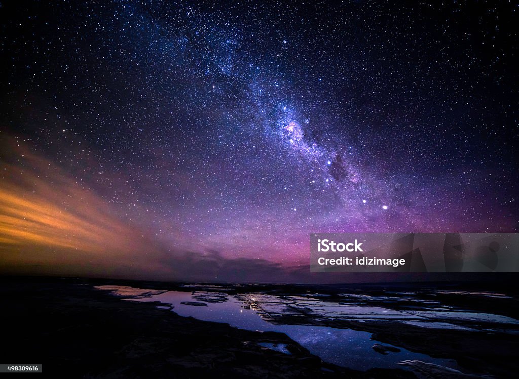 Большая Океанская Дорога ночью Млечный Путь видом - Стоковые фото Небо роялти-фри