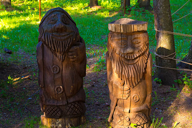 Wooden statue of gnomes. 