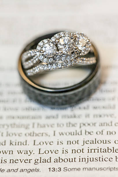 Wedding Rings and Bible stock photo