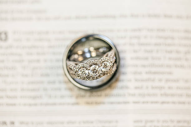 Wedding Rings and Bible stock photo