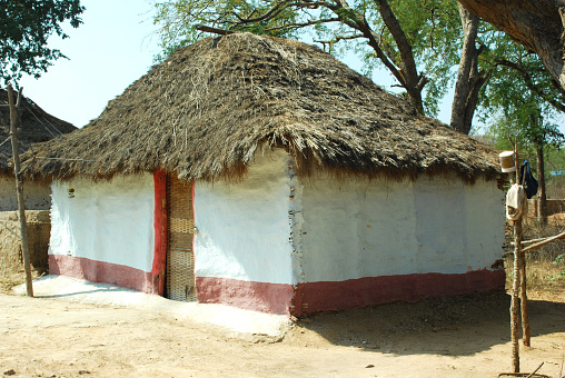 Hut on roadside in India.