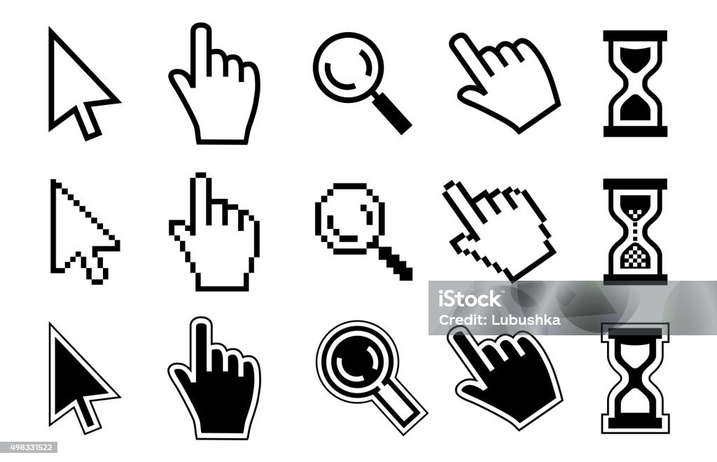 Vector icon Vector icon hand, cursor and hourglass on white background. Computer Mouse stock vector