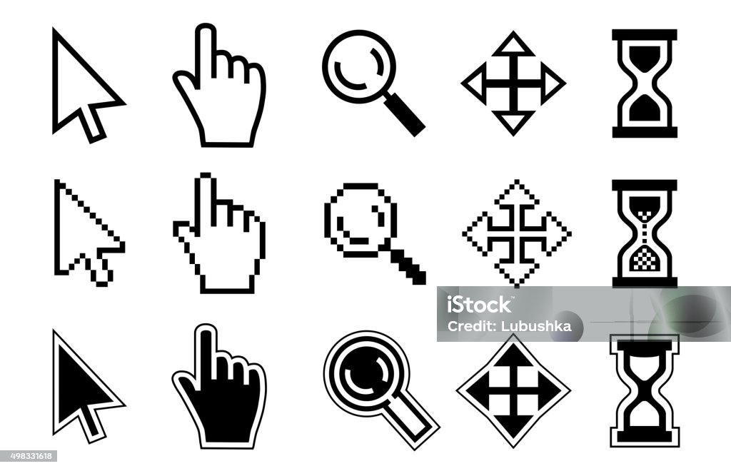 Vector icon Vector icon hand, cursor and hourglass on white background. Computer Mouse stock vector