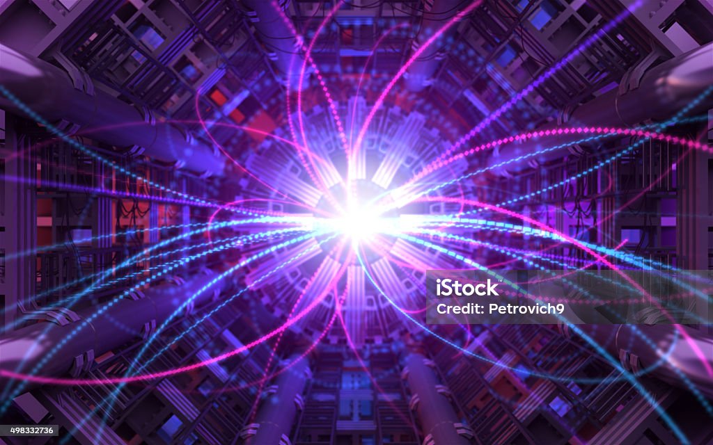 Collision of Particles in the Abstract Collider Large Hadron Collider Stock Photo