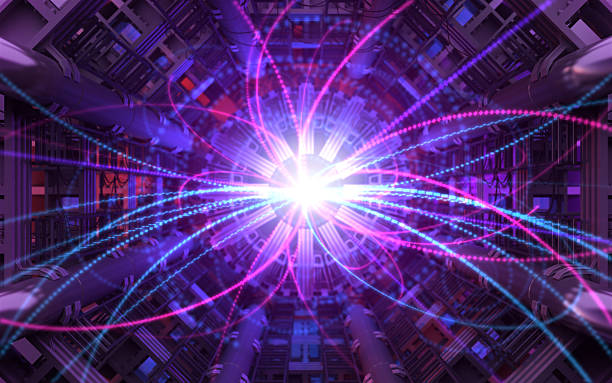 Collision of Particles in the Abstract Collider stock photo