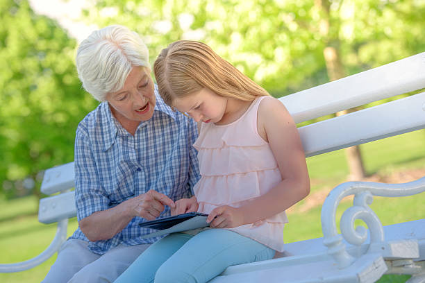 istock Grandmother and granddaughter with digital tablet 498332910