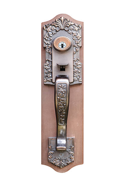 istock Old style metal door handle isolated on white background 498334992