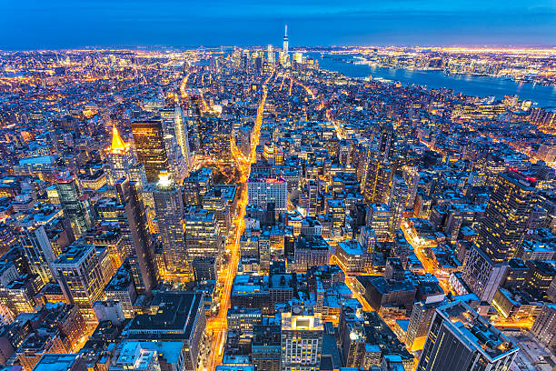 istock Manhattan, New York, Aerial View at Night 498335697