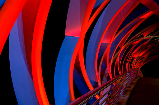 Abstract bridge illuminated