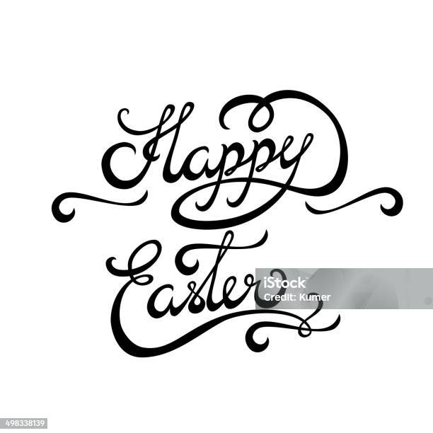 Happy Wielkanoc Literami Ręcznie Robiony Kaligrafia - Stockowe grafiki wektorowe i więcej obrazów Baner