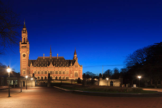 istock illuminated Peace Palace in The Hague 498338281