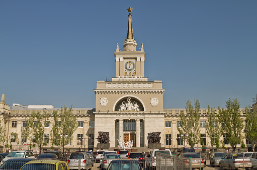 Volgograd, Russia - May 4, 2014:  building of the Central railway station renovated after a series of terrorist attacks in 2013
