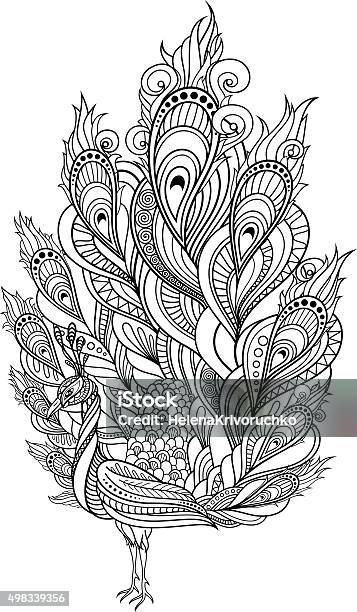 Vector Tribal Decorative Peacock Stock Illustration - Download Image Now - Adult, Animal Markings, Coloring