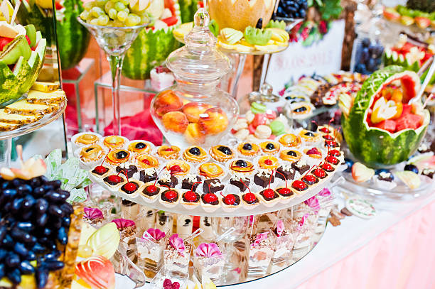 istock Wedding reception. Table with fruits and sweets 498340150