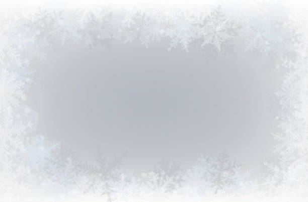 Border of snowflakes Border of various snowflakes on light grey background. ice borders stock illustrations