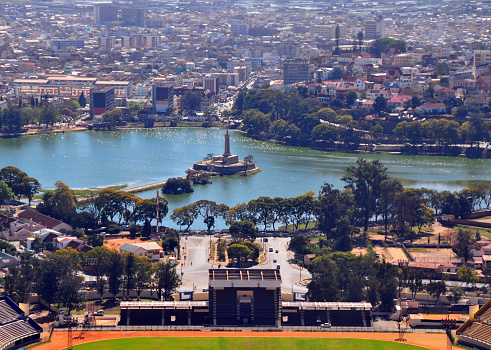 Antananarivo, Madagascar: the city and Lake Anosy with its war memorial, built in 1927, central elment of the city - photo by M.Torres