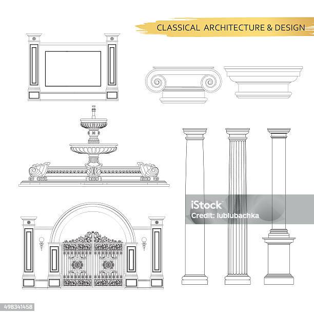 Classical Architectural Form Drawings In Set Vector Drawing Design Elements Stock Illustration - Download Image Now