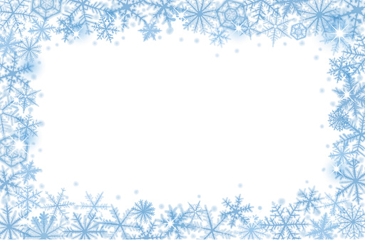 Abstract Christmas border background with blue snowflakes.