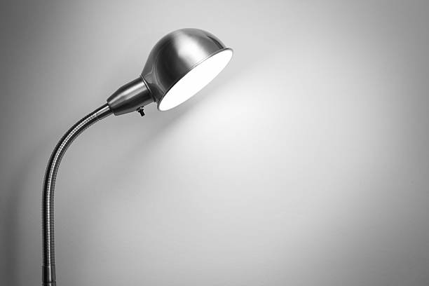 istock Metal floor lamp standing near wall 498342690