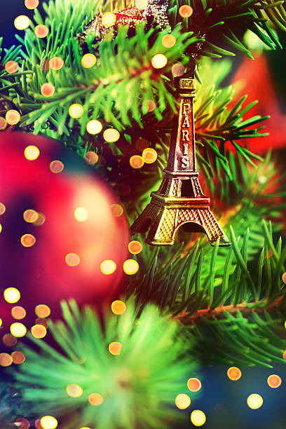 istock Miniature of Eiffel Tower on the christmas tree. 498343654