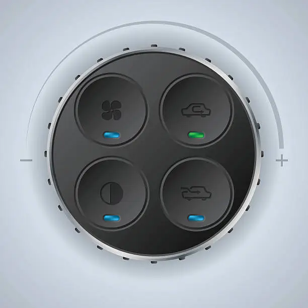 Vector illustration of Car clima control with cool circle knobs