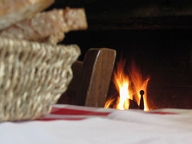 istock Burning fireplace  in a country atmosphere 498346064