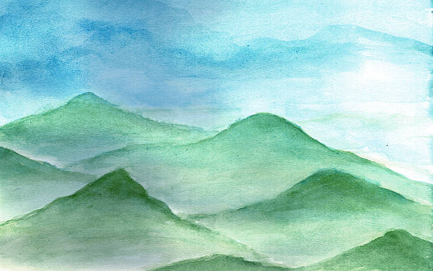 istock The mountains in the fog in watercolor. 498346242