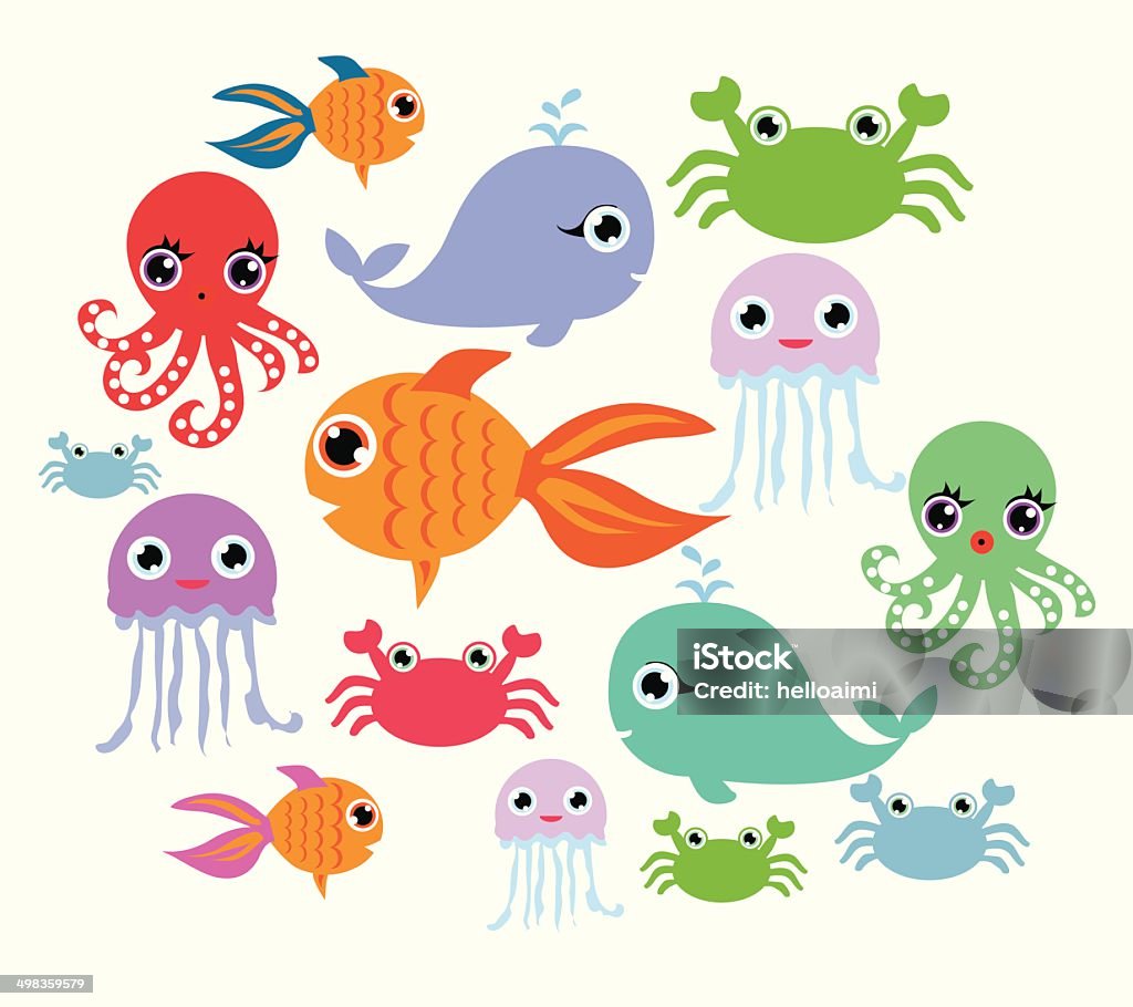 Cartoon Ocean Animals Stock Illustration - Download Image Now - Animal,  Animal Wildlife, Backgrounds - iStock