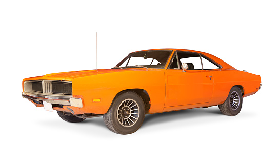 Dodge Charger 1969 isolated on white.