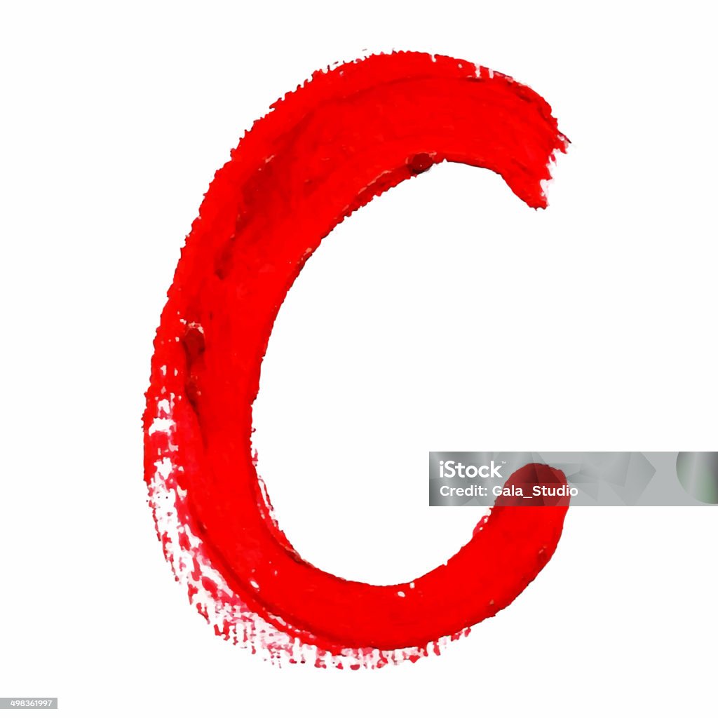 Red Handwritten Letters On White Background Acrylic Colors Stock
