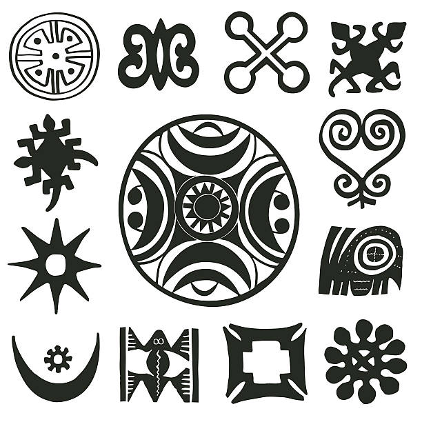 ilustraciones, imágenes clip art, dibujos animados e iconos de stock de africana motivos ornamentales tradicionales - silhouette cross shape ornate cross