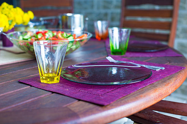 istock Closeup of beautiful color tableware for decorated table 498364271