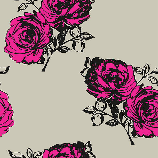 Seamless pattern with flowers rose vector art illustration