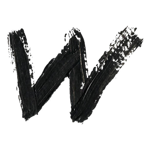 istock W - Black handwritten letters on white background. Acrylic color 498365025