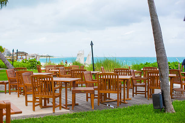 istock Outdoor cafe on tropical beach at Caribbean 498366147